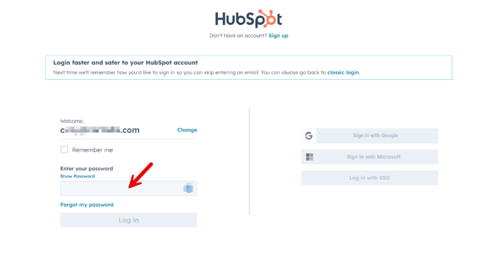hubspot log in